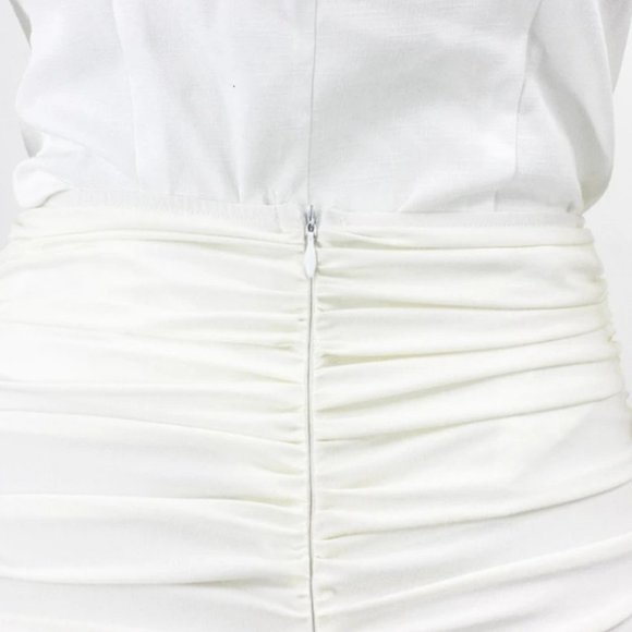 CHIC IN White Ruched Mini Dress - Picture 4 of 11